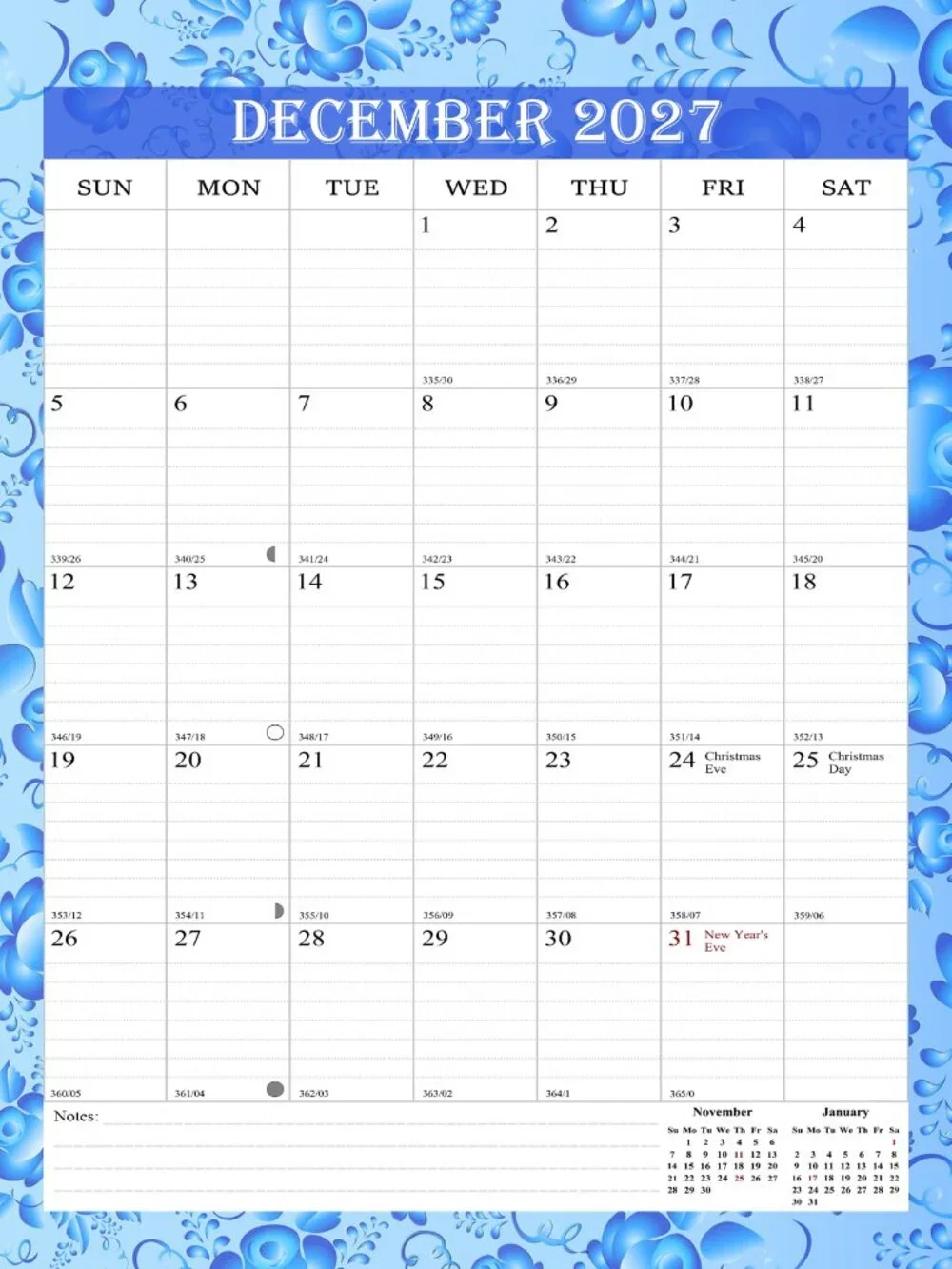 2026-2027 Wall Calendar Spiral-bound Twin-Wire Binding - 18 Months 8.5